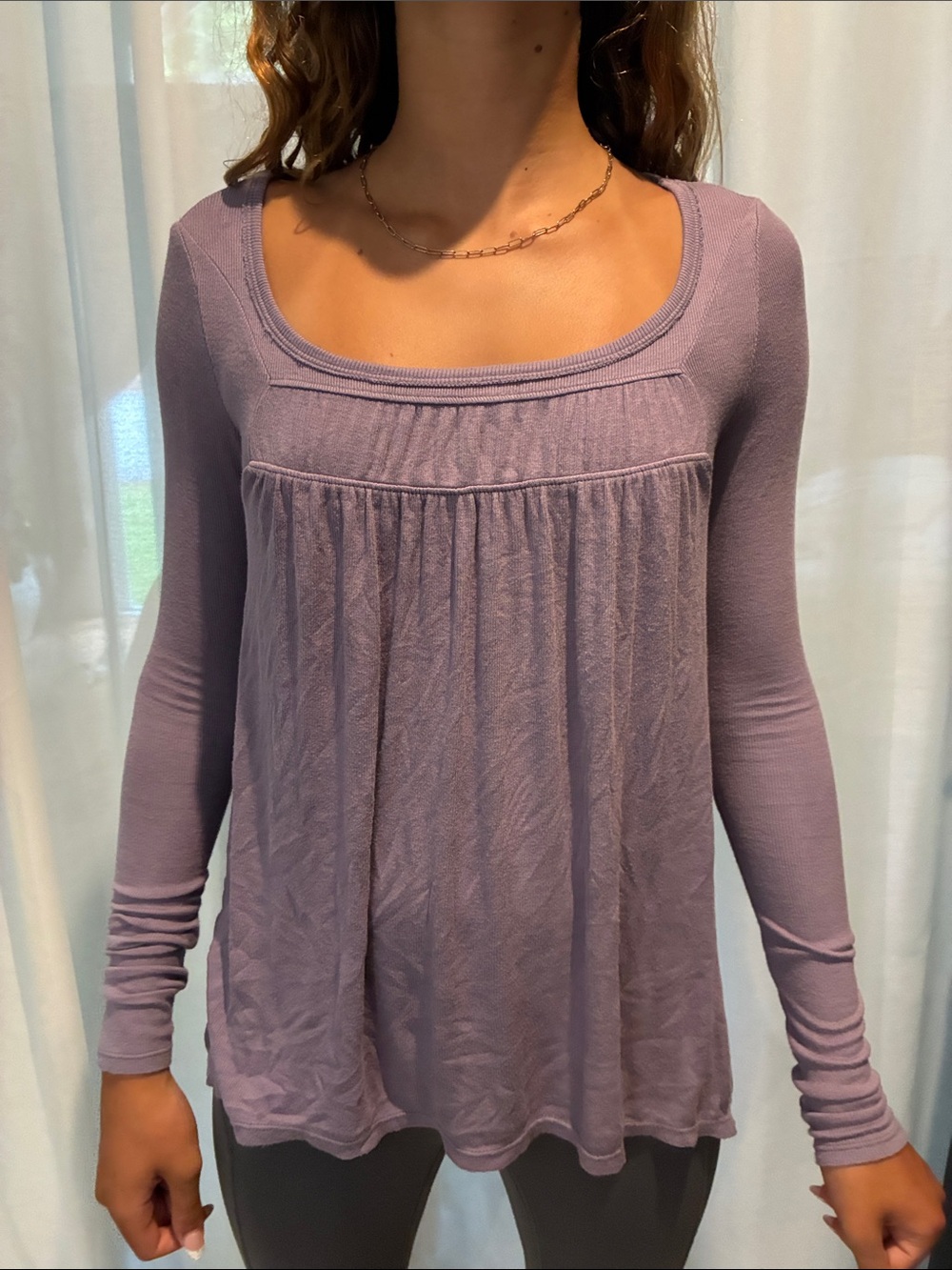 We The Free Lavender Scoop-Neck Long Sleeve Tunic